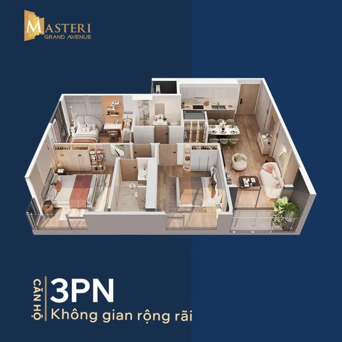 Căn hộ 3 Phòng ngủ Masteri Grand Avenue