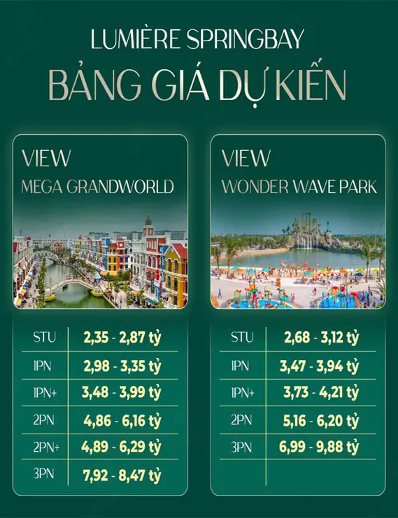 Giá bán Lumier SpringBay Ocean Park 2 Hưng Yên
