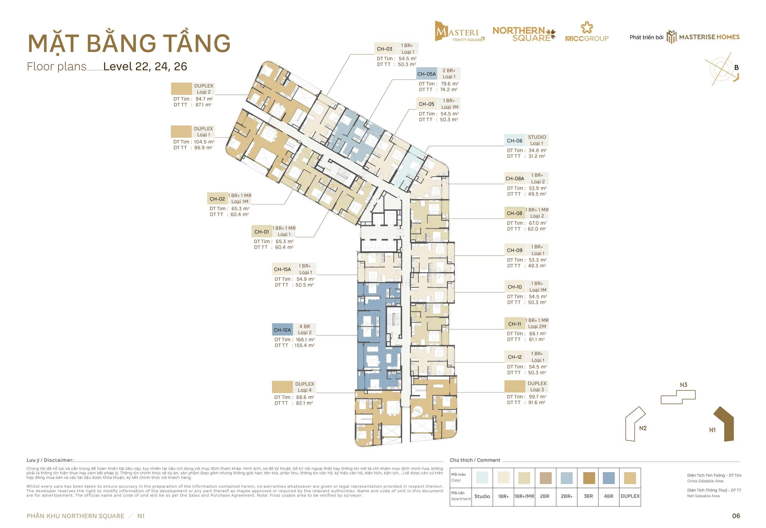 Mặt bằng Northern Square Toà N1 T22-24-26