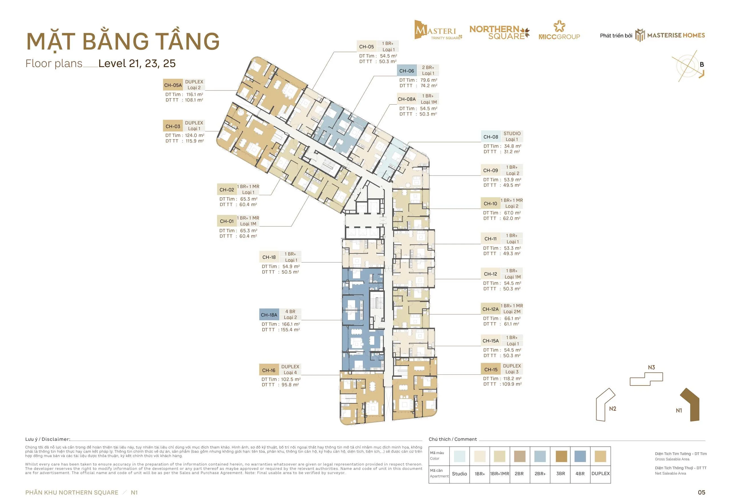 Mặt bằng Northern Square Toà N1 T21-23