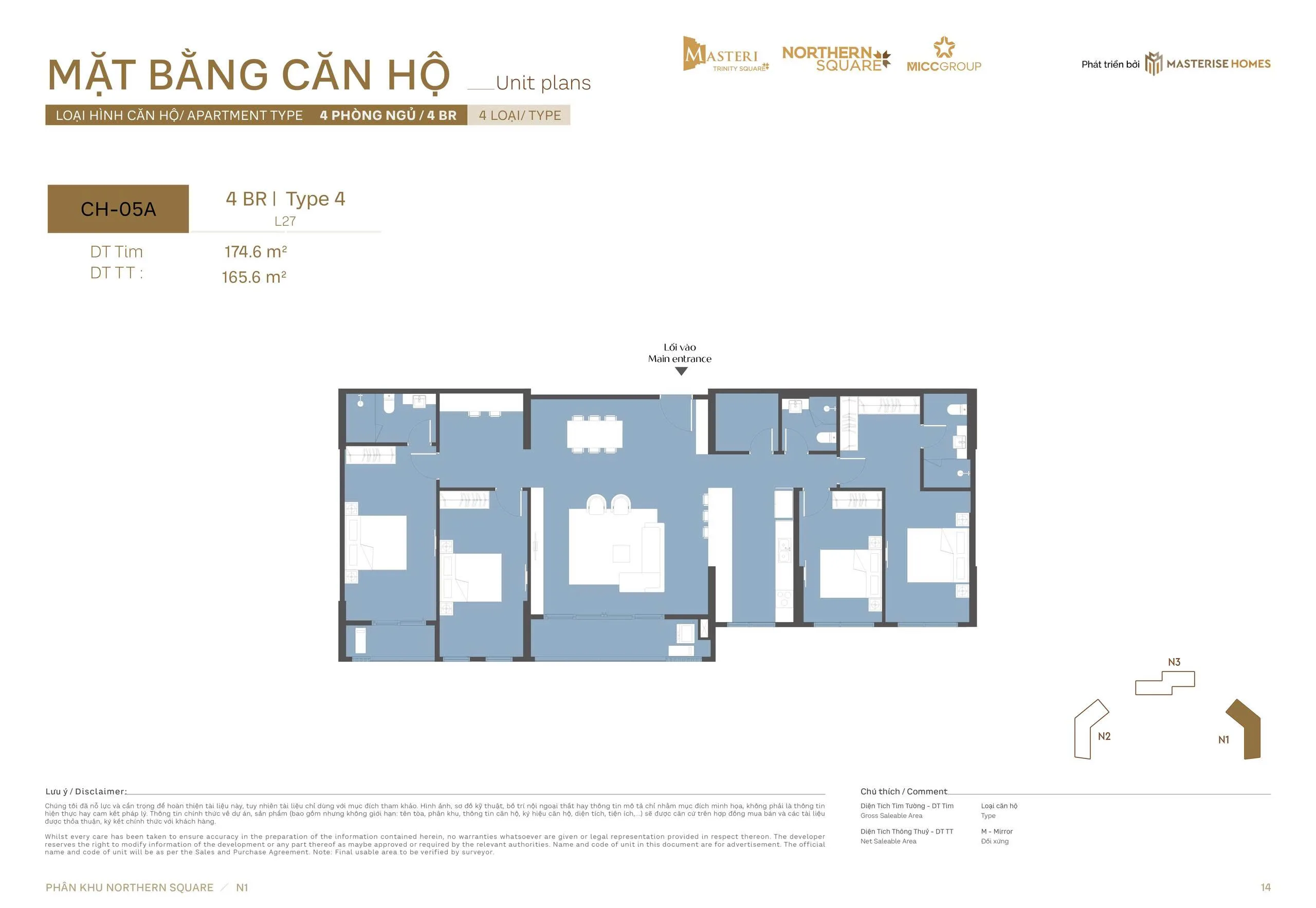 Mặt bằng Northern Square Toà N1 T27 Căn 5A