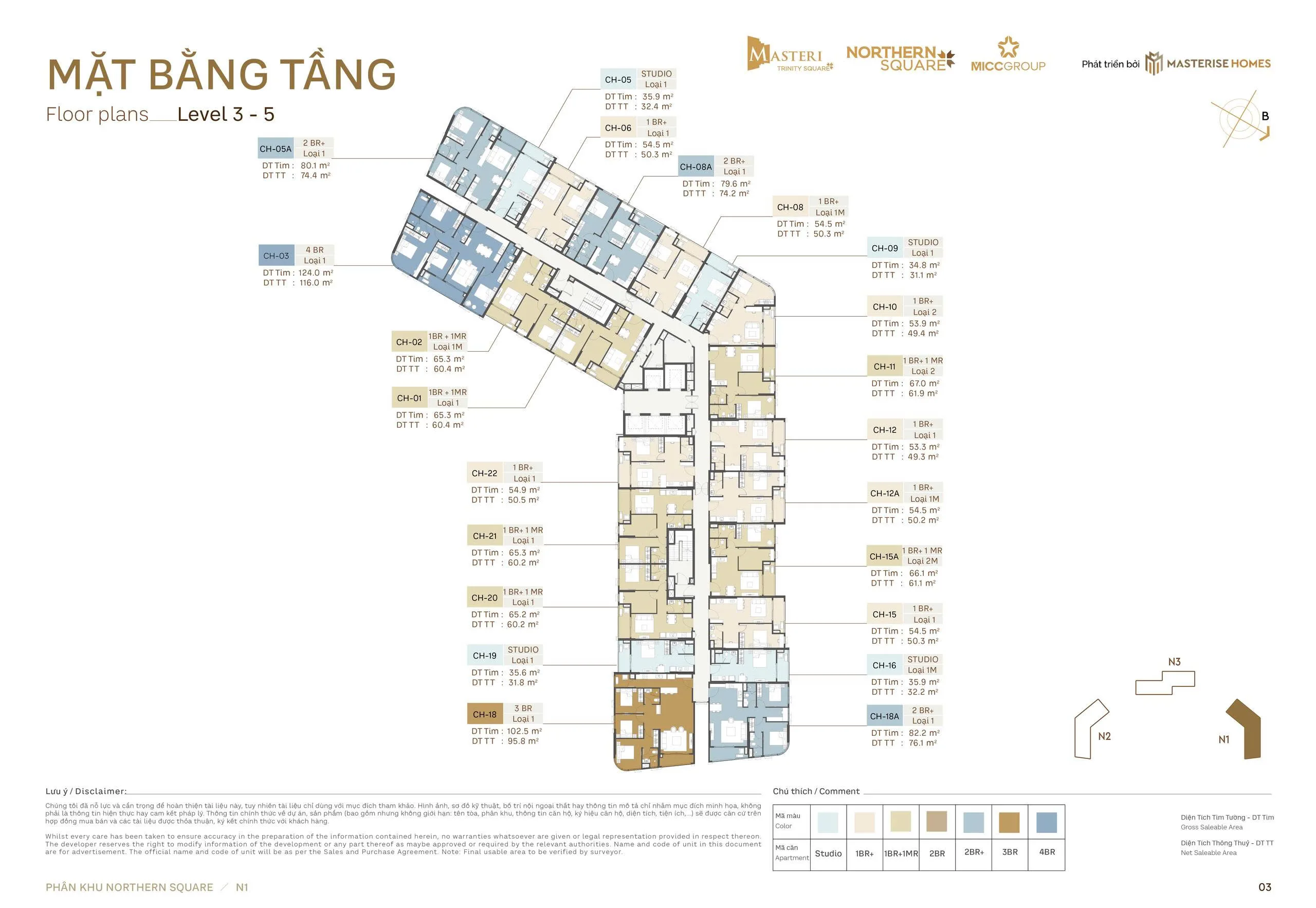 Mặt bằng Northern Square Toà N1 T3-5