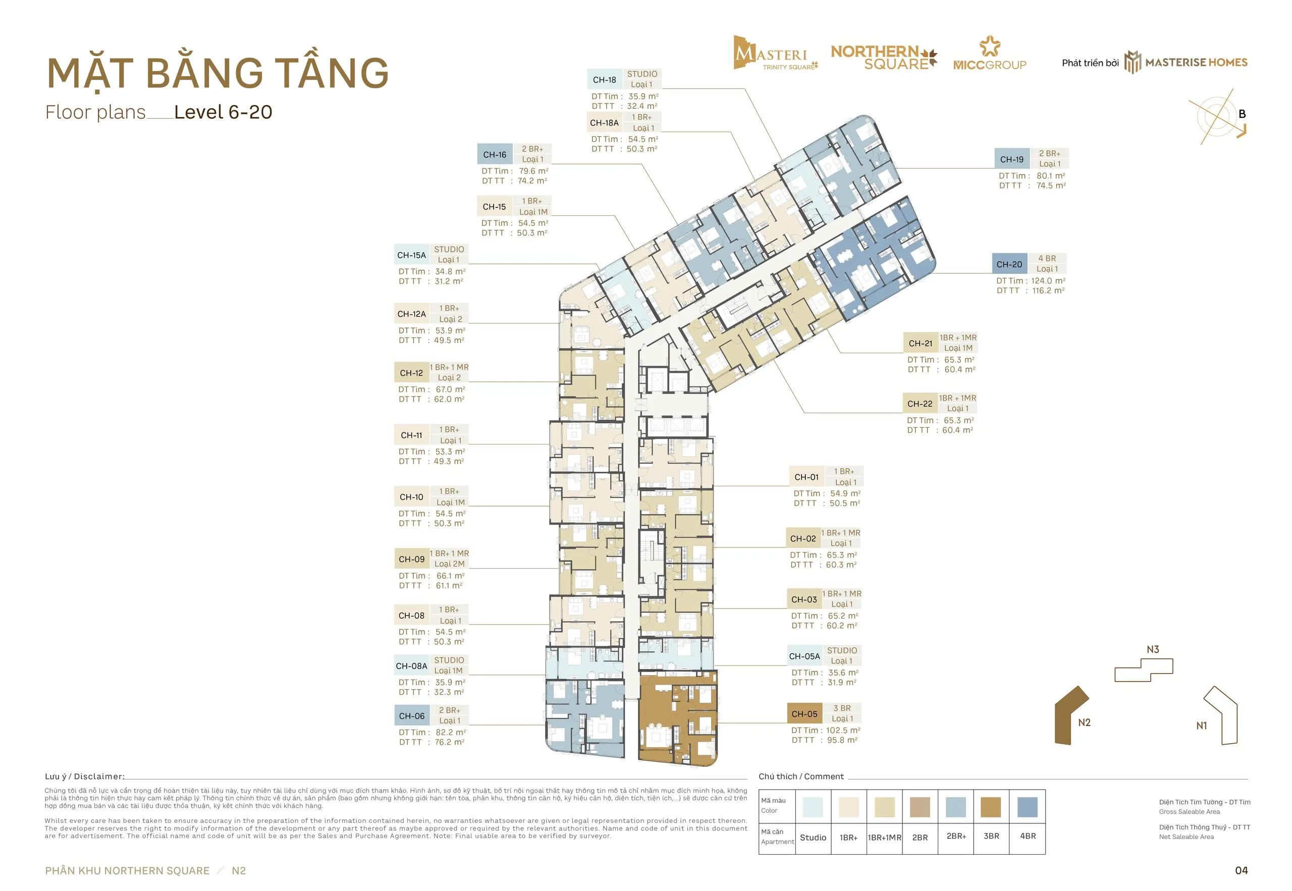 Mặt bằng Northern Square Toà N2 T6-20