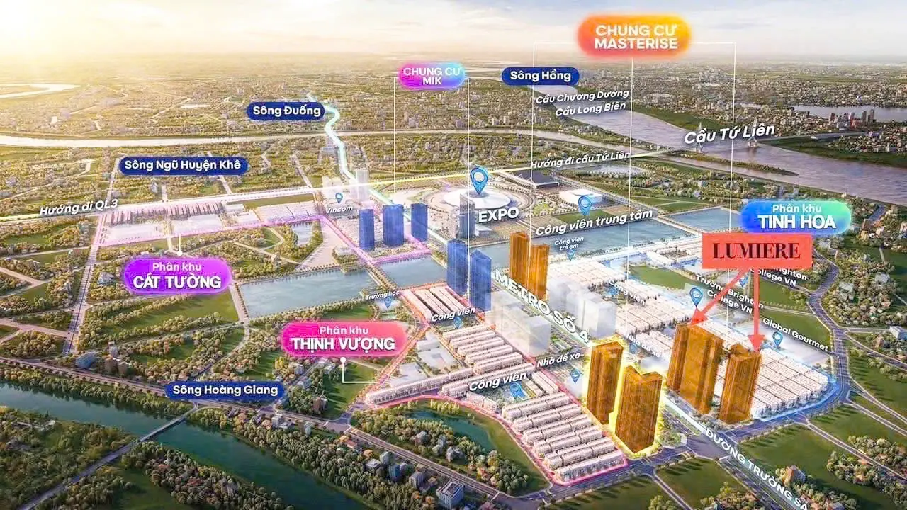 Mặt bằng Vị trí dự án Lumiere Cổ Loa Prime Hills