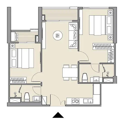 Mặt bằng căn hộ 2PN Masteri West Heights