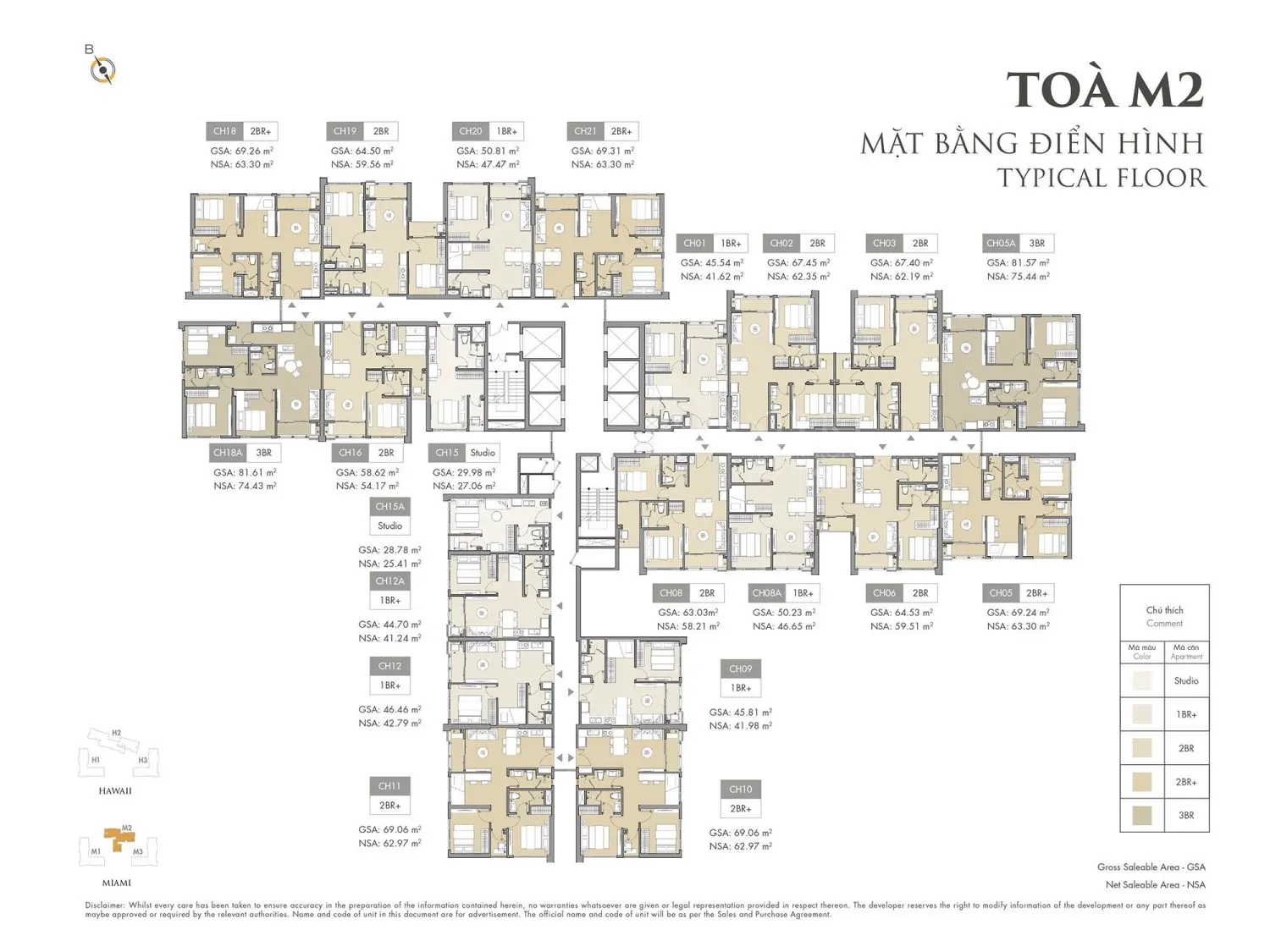 Mặt bằng căn hộ toà M2 Masteri Waterfront