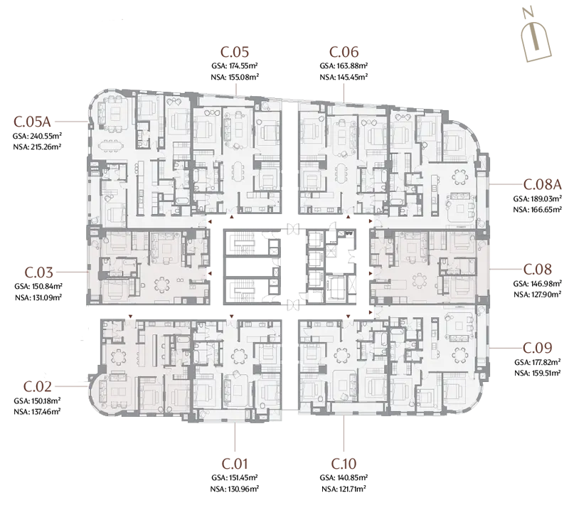 Mặt bằng tầng 2 tòa The-Crown