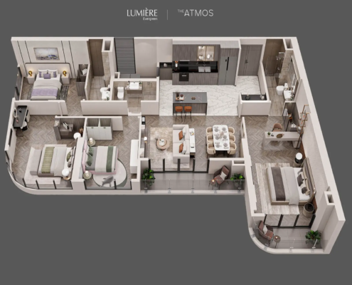 Mặt bằng thiết kế căn hộ 4 Phòng ngủ Lumiere Evergreen Vinhomes Smart City Hà Nội