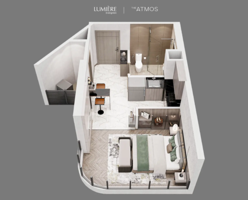 Mặt bằng thiết kế căn hộ Studio Lumiere Evergreen Vinhomes Smart City Hà Nội