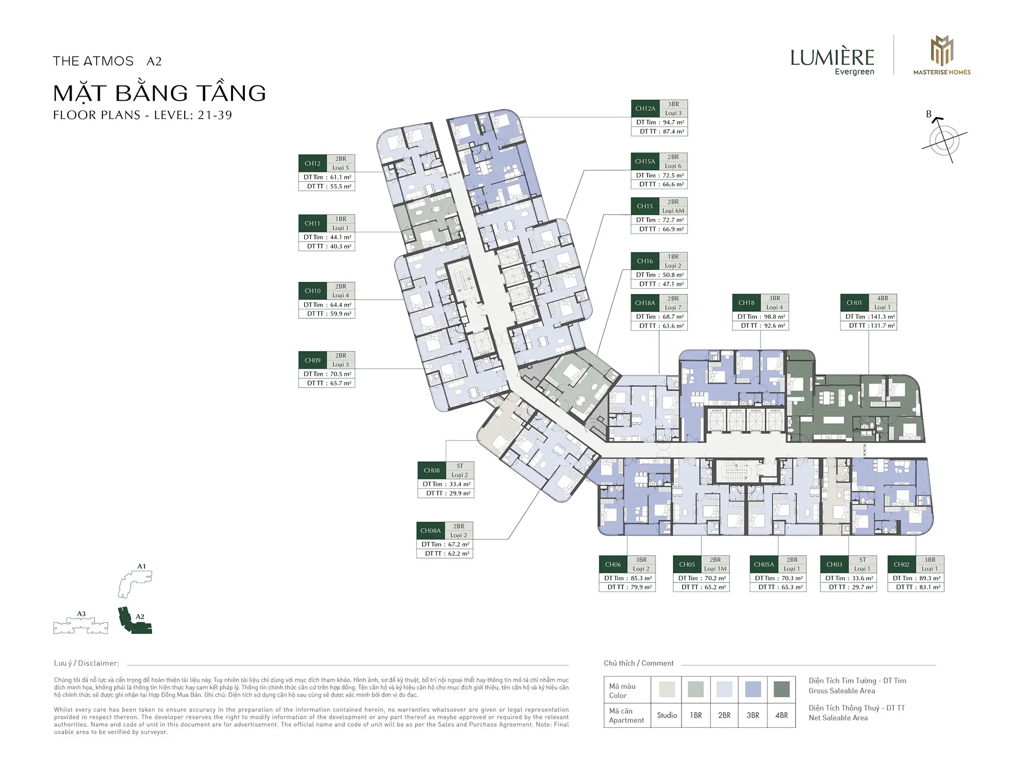 Mặt bằng thiết kế căn hộ The Atmos Lumiere Evergreen Vinhomes Smart City Hà Nội