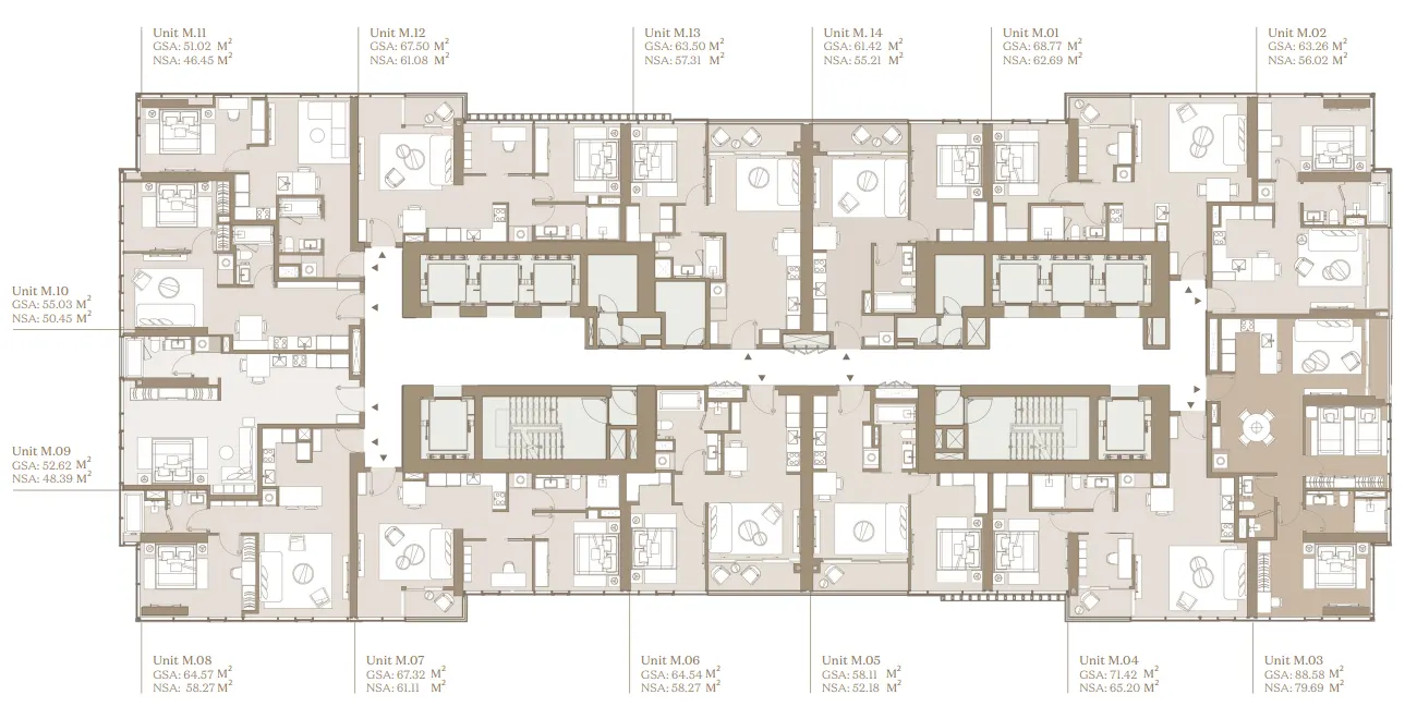 Mặt bằng thiết kế căn hộ Toà Lake The Prime Collection Grand Marina Saigon