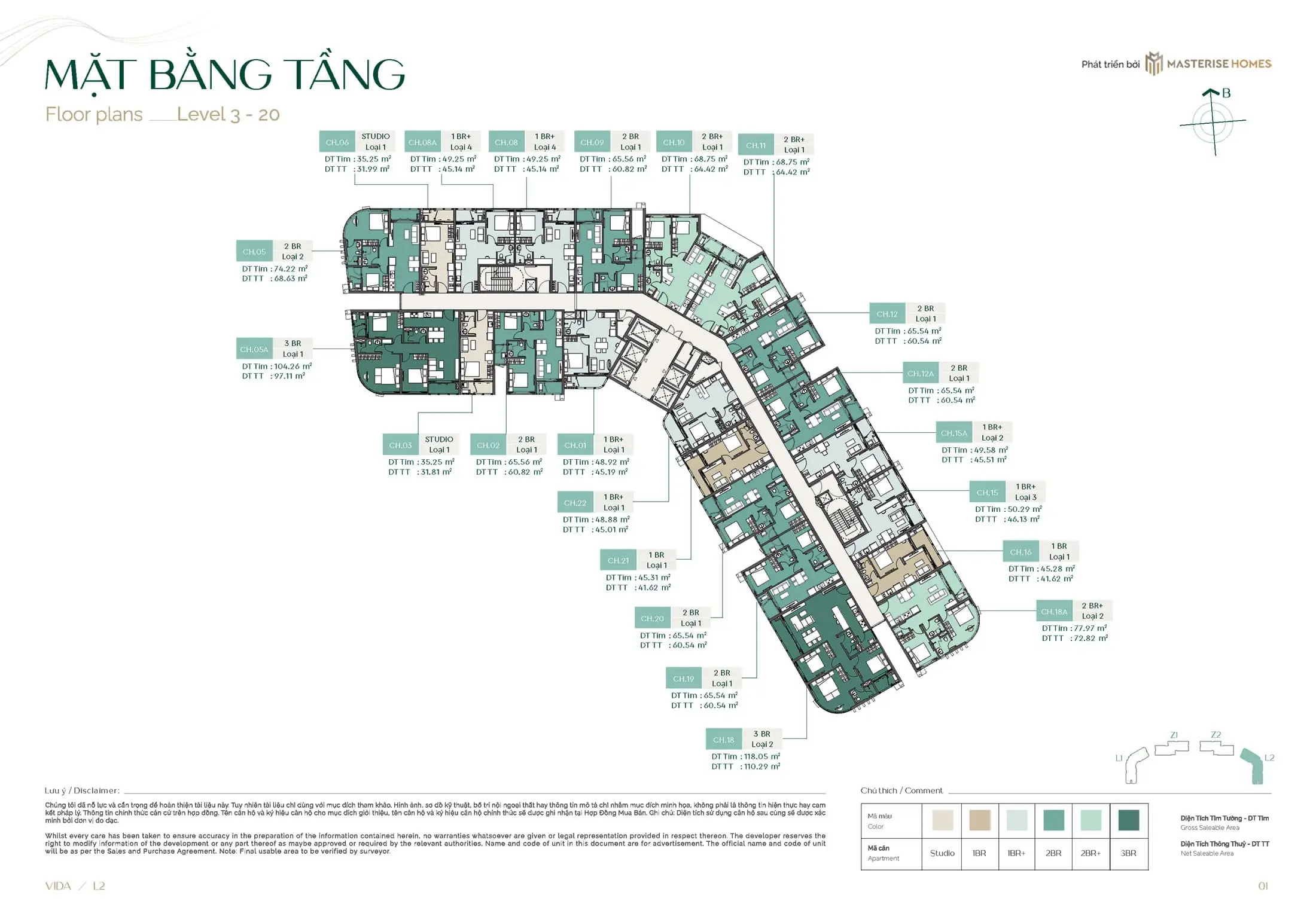 Mặt bằng thiết kế căn hộ Toà Vida L2 Lumiere SpringBay