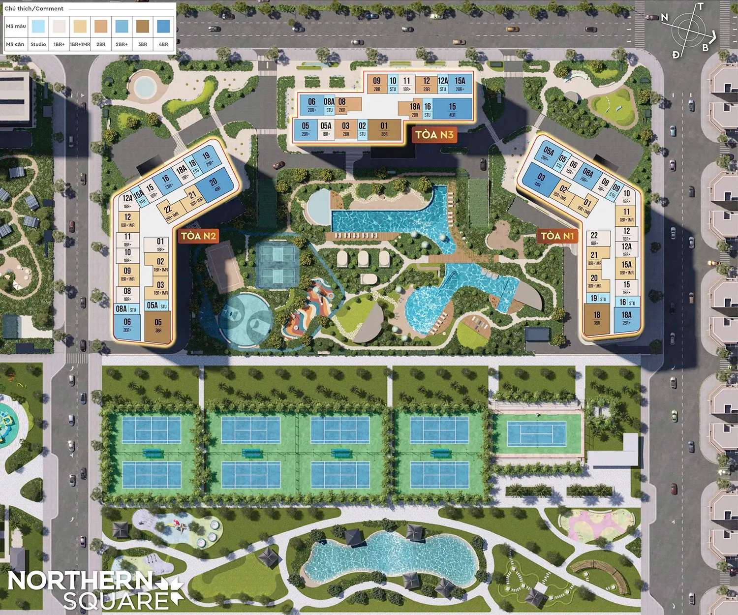 Mặt bằng toà N3 Phân Khu Northern Square Masteri Trinity Square