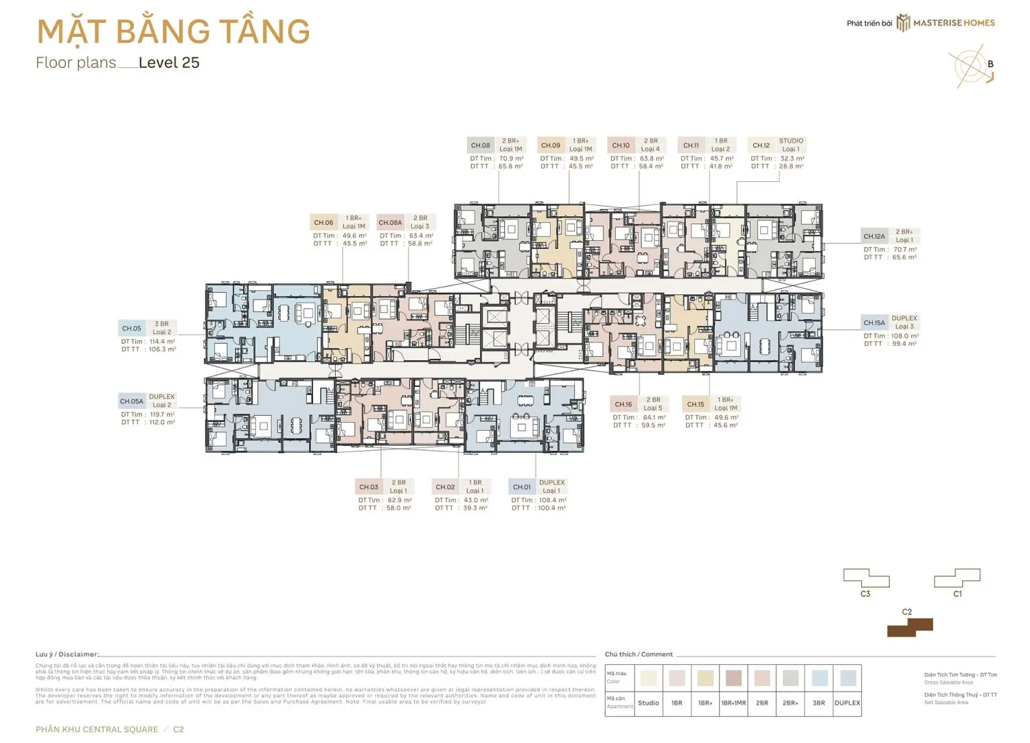 Mặt bằng Tầng 25 Phân Khu Central Square Masteri Trinity Square