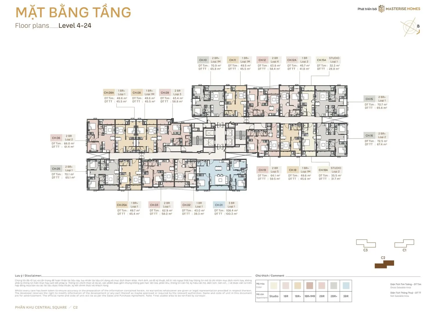 Mặt bằng Tầng 3-24 Phân Khu Central Square Masteri Trinity Square