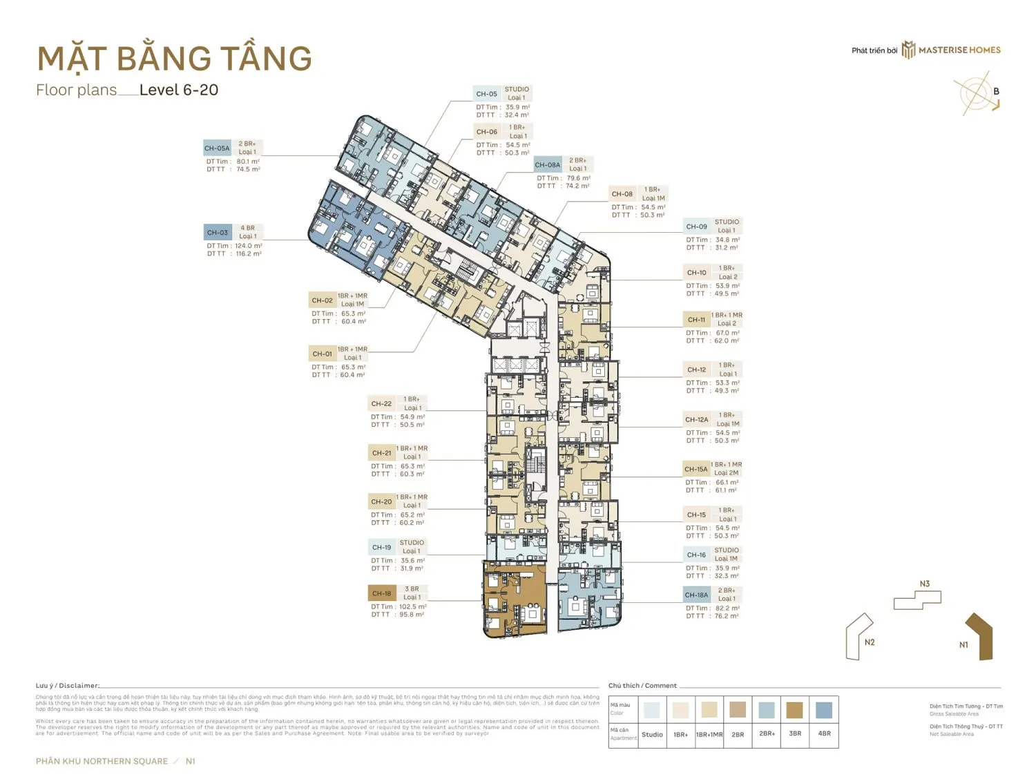 Mặt bằng Tòa N1 Phân Khu Northern Square Masteri Trinity Square