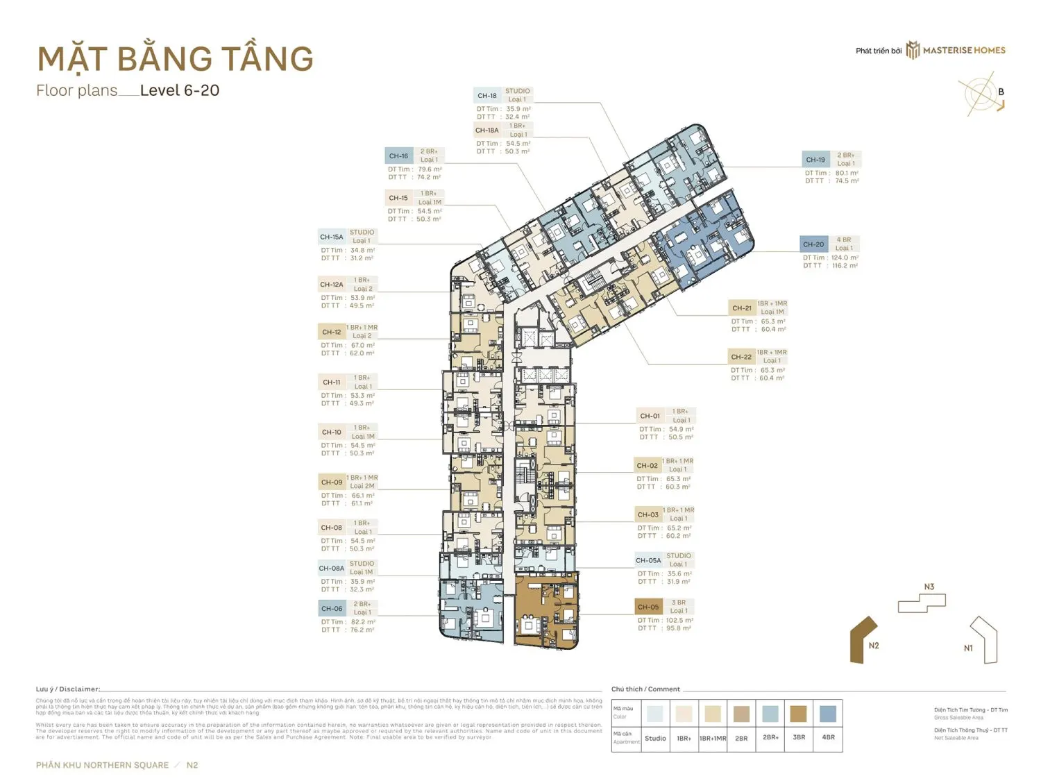 Mặt bằng Tòa N2 Phân Khu Northern Square Masteri Trinity Square