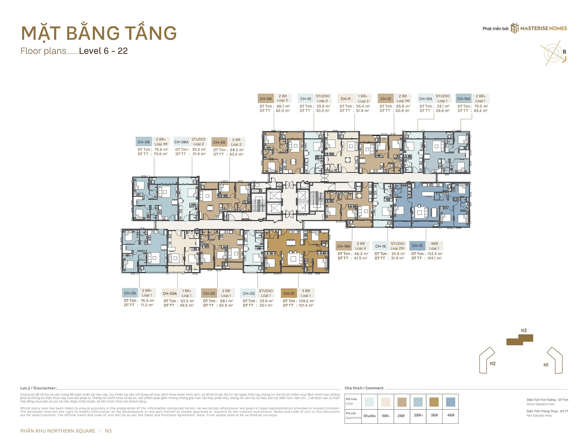 Mặt bằng Tòa N3 Phân Khu Northern Square Masteri Trinity Square