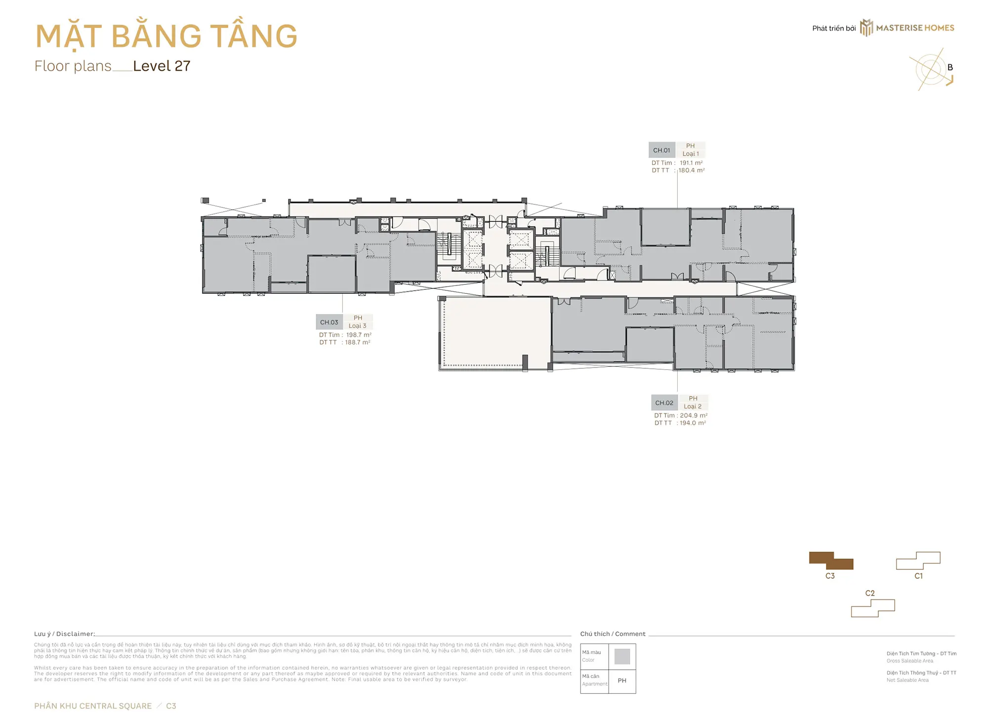 Mặt bằng tầng 27 Tòa C3 Central Square Masteri Trinity Square Hưng Yên