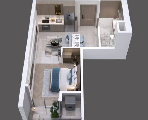 Mặt bằng thiết kế căn hộ Studio Lumiere Nguyễn Trãi Masterise Homes
