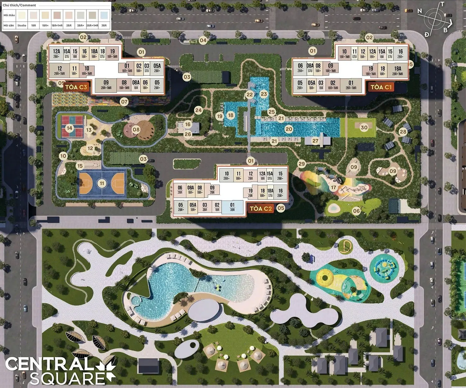 Mặt bằng toà C2 Phân Khu Central Square Masteri Trinity Square