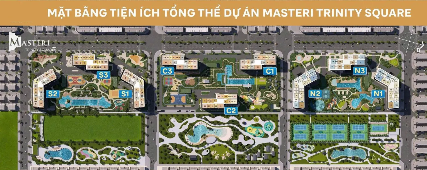 Vị trí Toà C1 Phân Khu Central Square Masteri Trinity Square