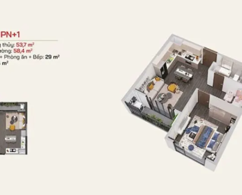 Căn hộ 1PN+1 Lumiere Bayfront Vinhomes Ocean Park Gia Lâm Hà Nội