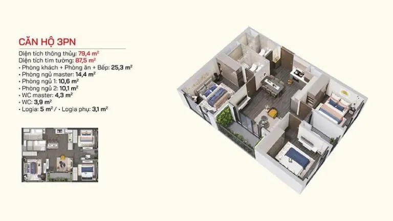 Căn hộ 3PN Lumiere Bayfront Vinhomes Ocean Park Gia Lâm Hà Nội