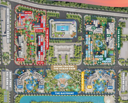 Mặt bằng tiện ích Lumiere Bayfront Vinhomes Ocean Park Gia Lâm Hà Nội