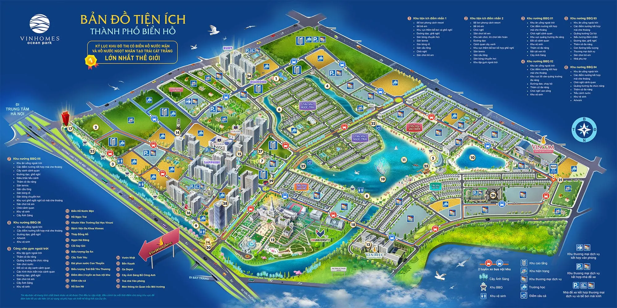 Hệ thống hạ tầng và tiện ích Vinhomes Ocean Park 1 – Thành phố Biển Hồ giữa lòng Hà Nội