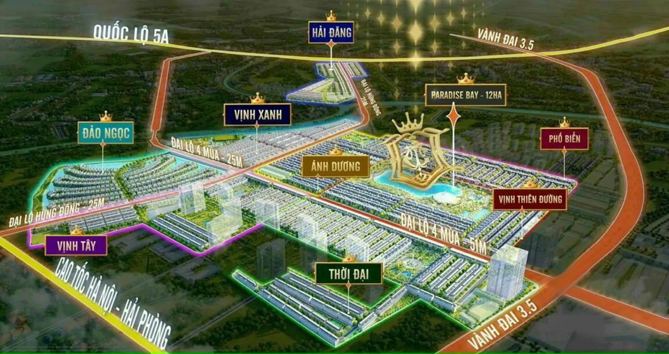 Vị trí kết nối Vinhomes Ocean Park 3 The Crown