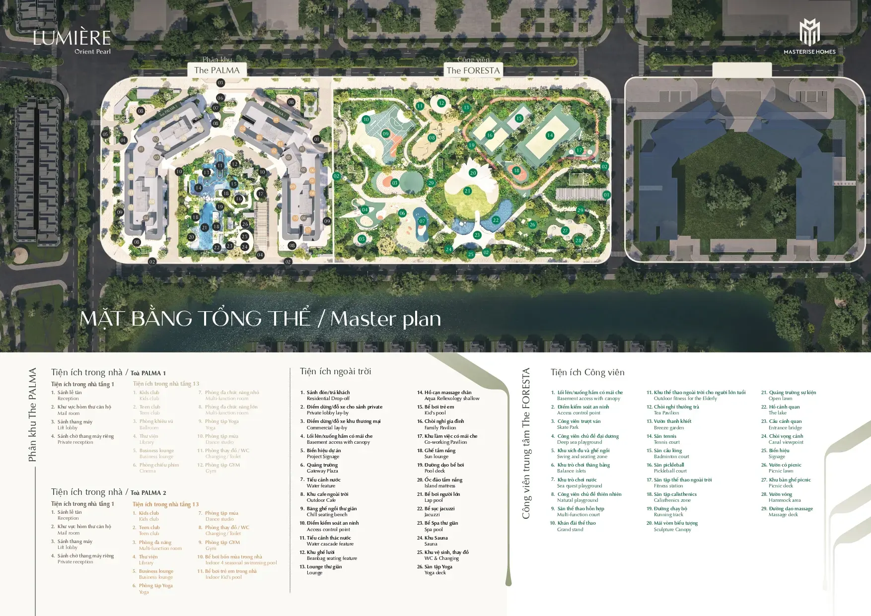 Tổng mặt bằng phân khu The Palma