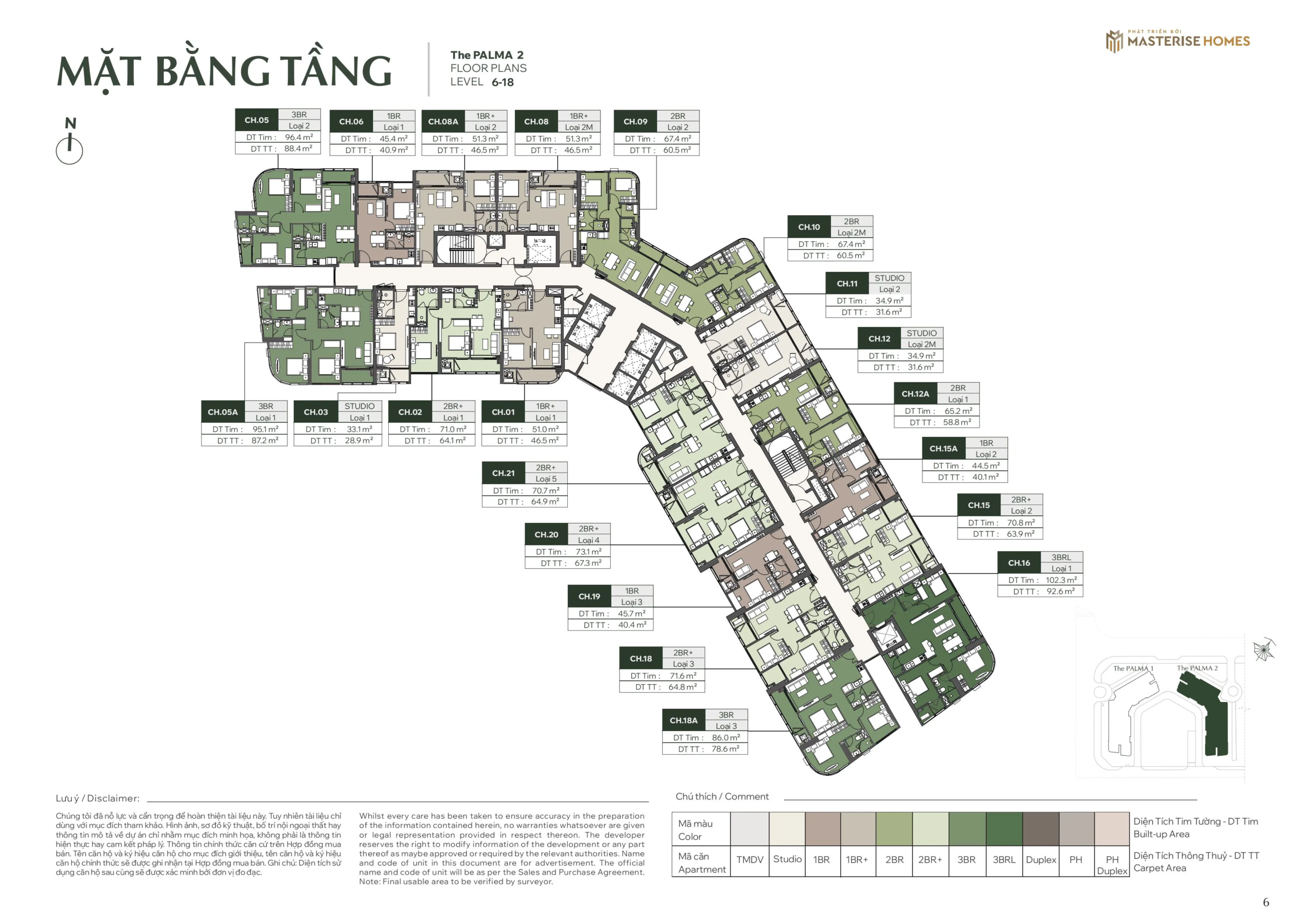 Mặt bằng căn hộ tầng điển hình Tòa Palma 2