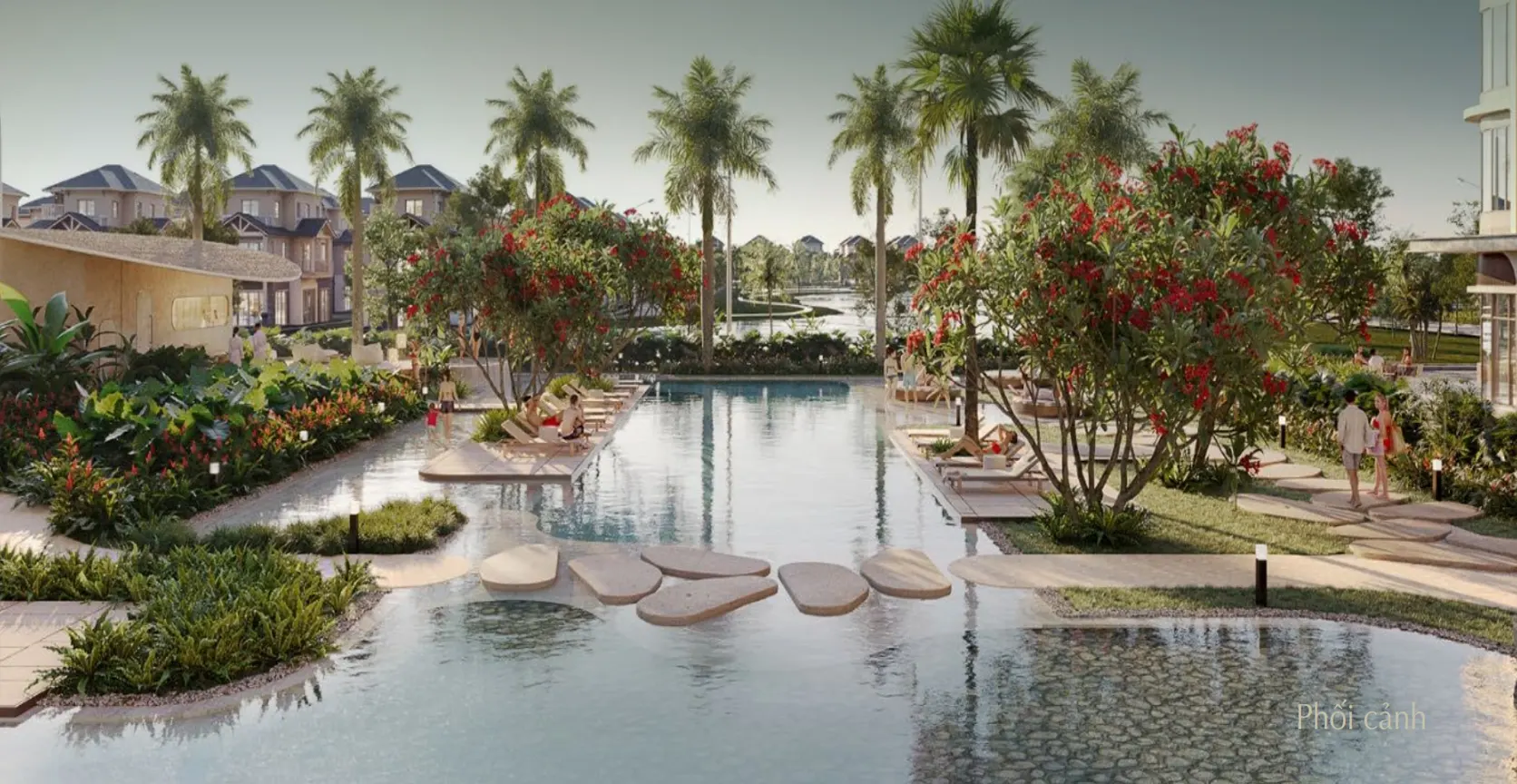 Bể bơi ngoài trời tại phân khu The Palma dự án Orient Pearl