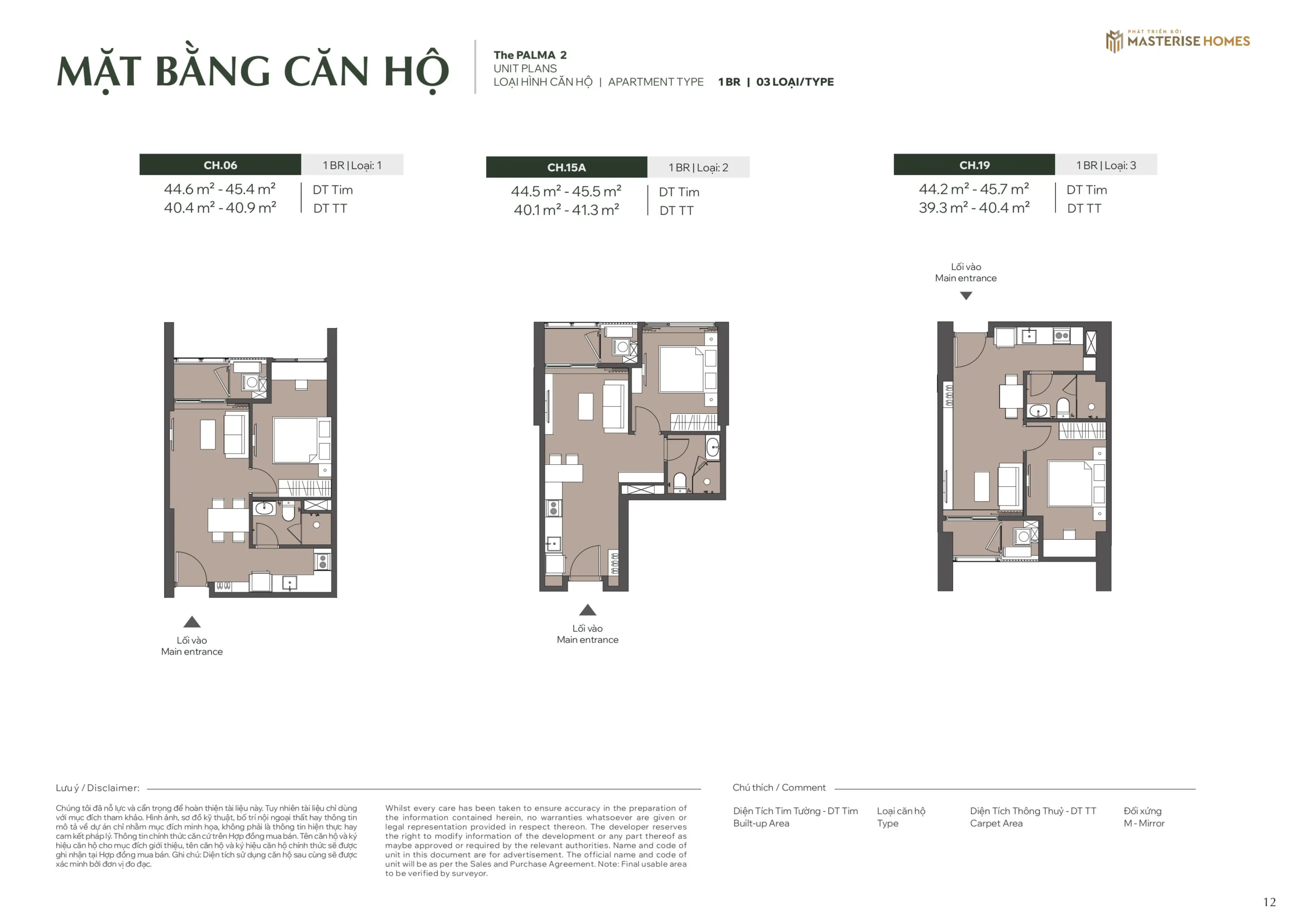 Mặt bằng căn hộ 1 BR | 03 LOẠI Tòa Palma 2, phân khu The Palma, Dự án Lumiere Orient Pearl Mặt bằng căn hộ 1 BR | 03 LOẠI Tòa Palma 2, phân khu The Palma, Dự án Lumiere Orient Pearl