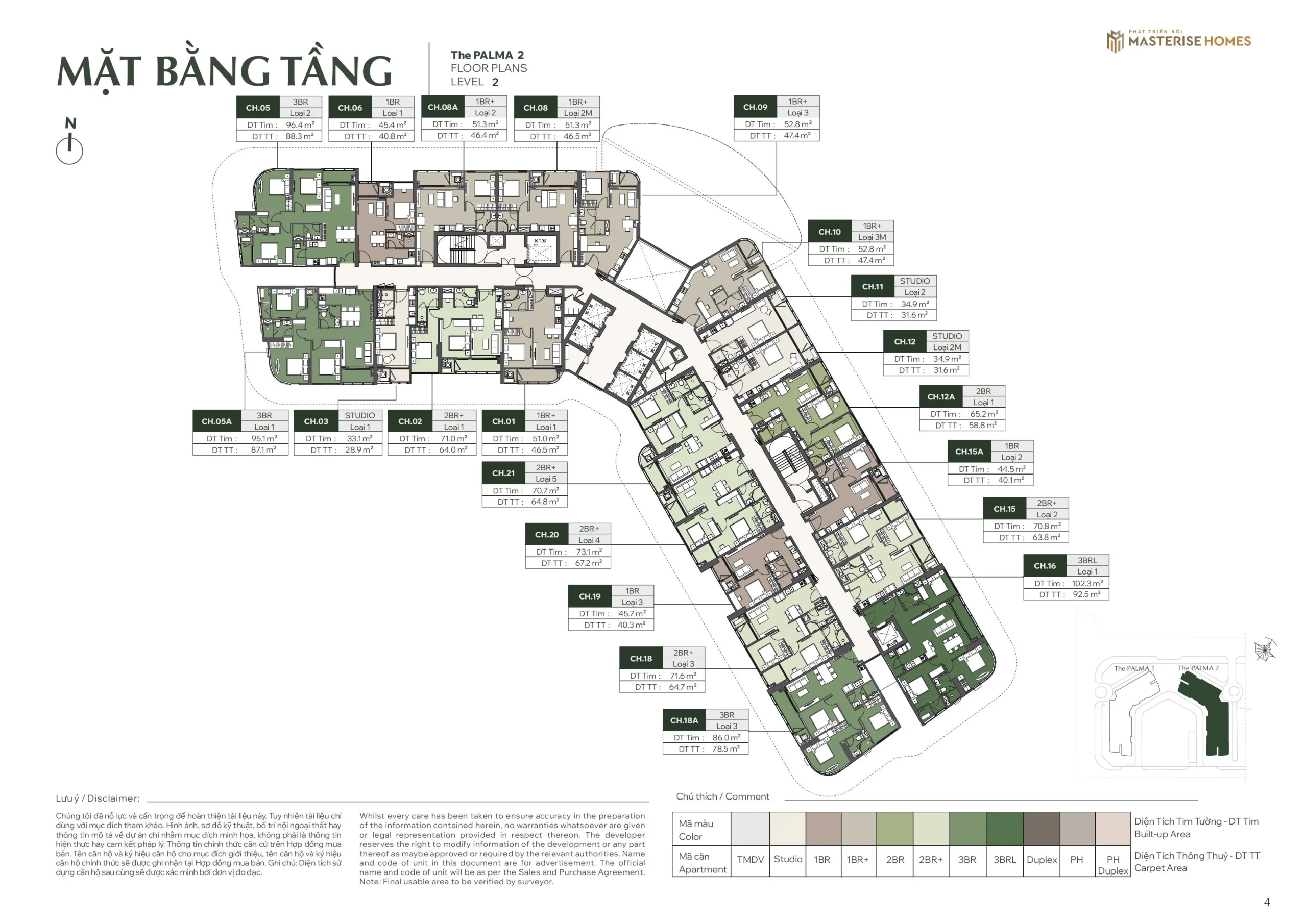 Mặt bằng căn hộ tầng 2 Tòa Palma 2, phân khu The Palma, Dự án Lumiere Orient Pearl Mặt bằng căn hộ tầng 2 Tòa Palma 2, phân khu The Palma, Dự án Lumiere Orient Pearl