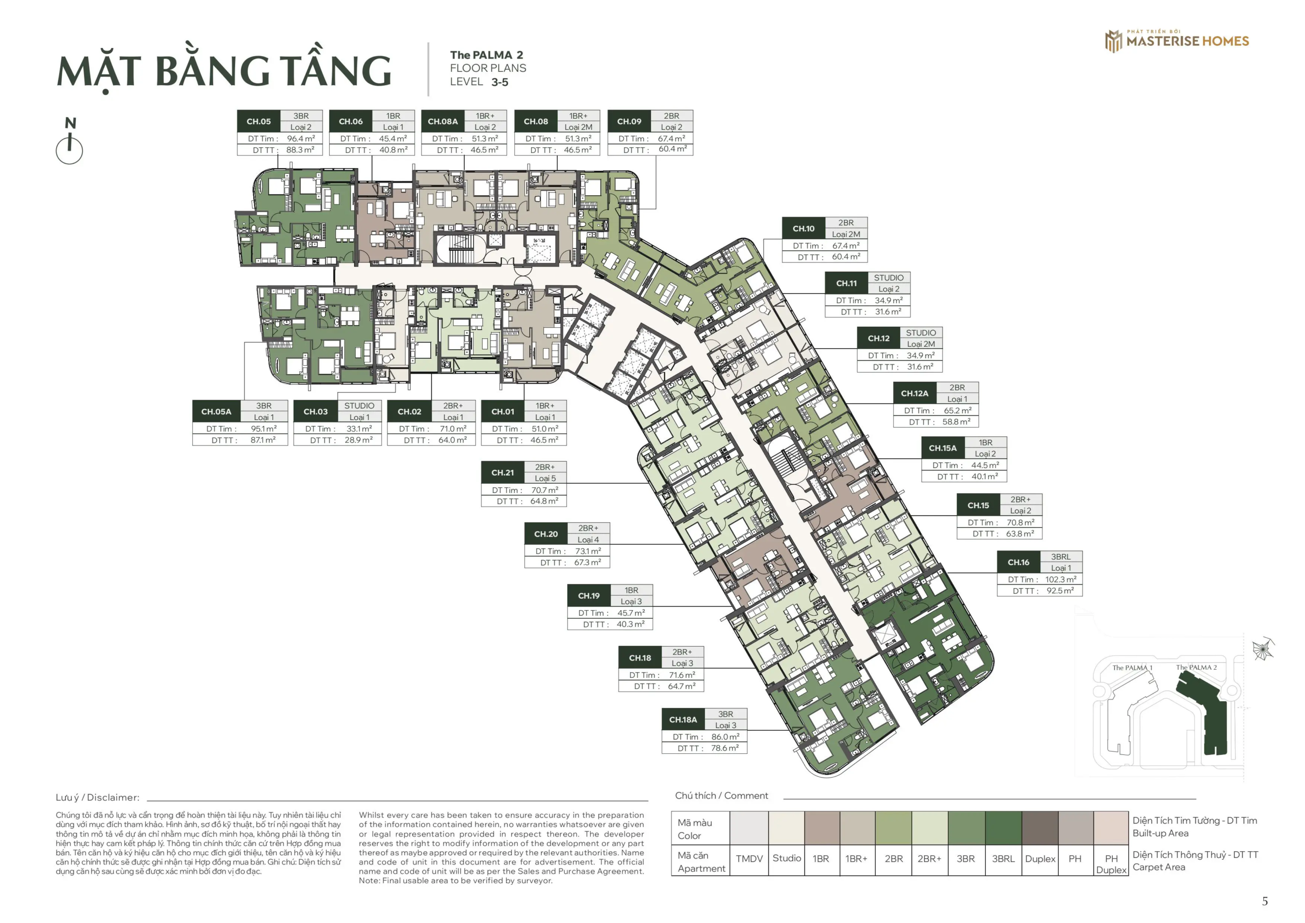 Mặt bằng căn hộ tầng 3-5 Tòa Palma 2, phân khu The Palma, Dự án Lumiere Orient Pearl Mặt bằng căn hộ tầng 3-5 Tòa Palma 2, phân khu The Palma, Dự án Lumiere Orient Pearl