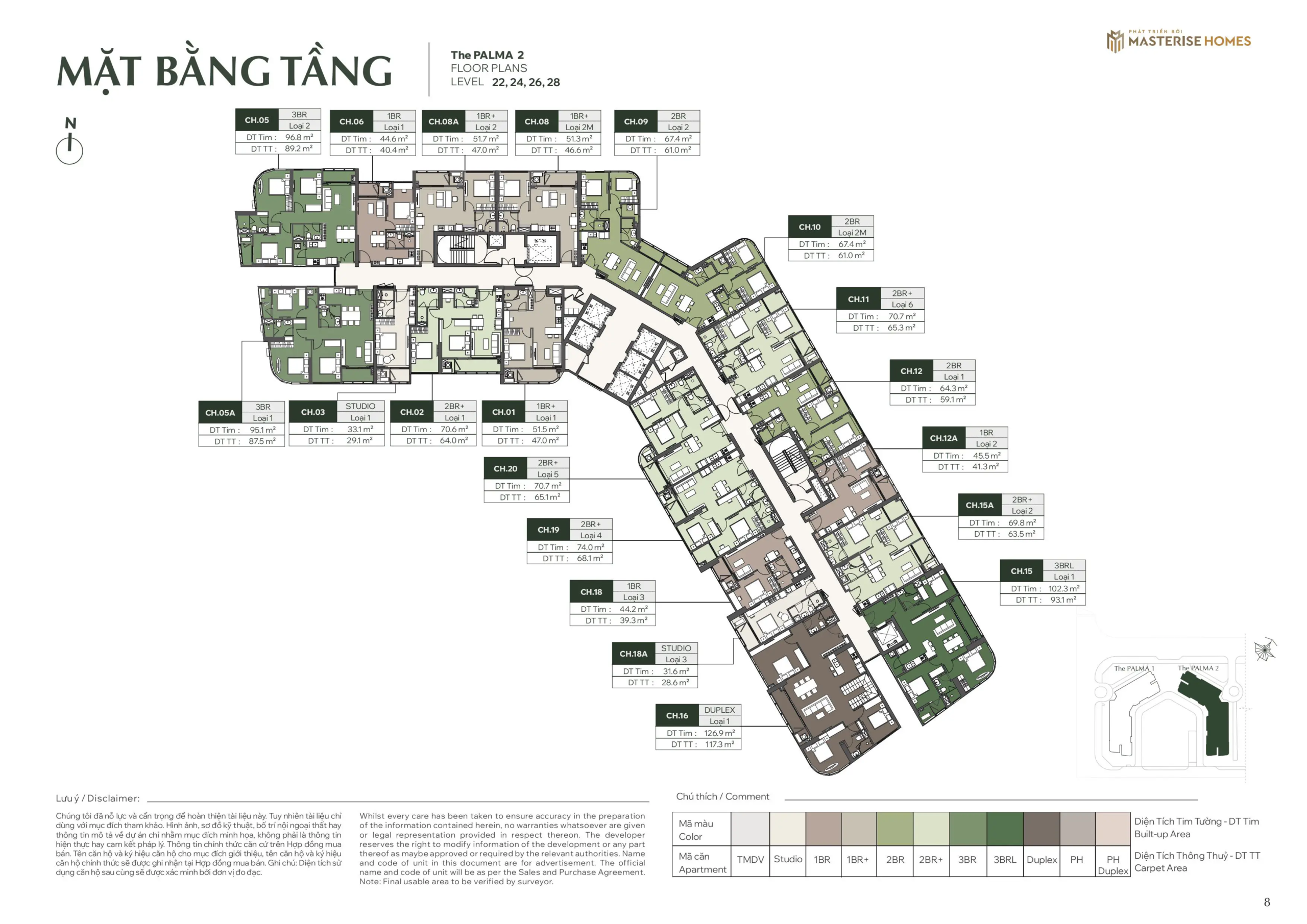 Mặt bằng căn hộ tầng 22, 24, 26, 28 Tòa Palma 2, phân khu The Palma, Dự án Lumiere Orient Pearl Mặt bằng căn hộ tầng 22, 24, 26, 28 Tòa Palma 2, phân khu The Palma, Dự án Lumiere Orient Pearl