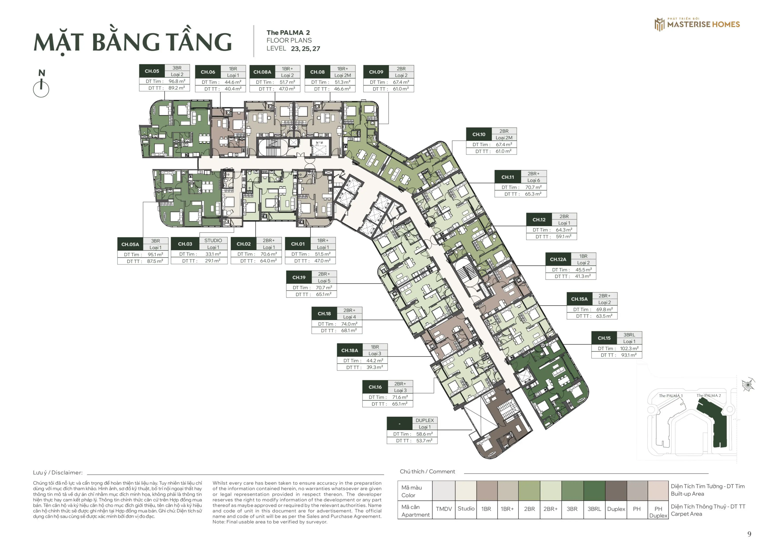 Mặt bằng căn hộ tầng 23, 25, 27 Tòa Palma 2, phân khu The Palma, Dự án Lumiere Orient Pearl Mặt bằng căn hộ tầng 23, 25, 27 Tòa Palma 2, phân khu The Palma, Dự án Lumiere Orient Pearl