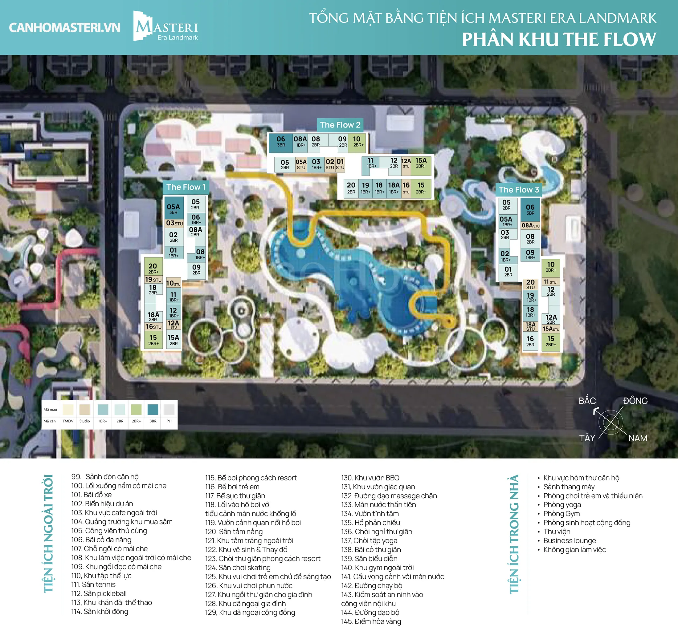 Mặt bằng tiện ích khu The Flow Masteri Era Landmark Mặt bằng tiện ích khu The Flow Masteri Era Landmark