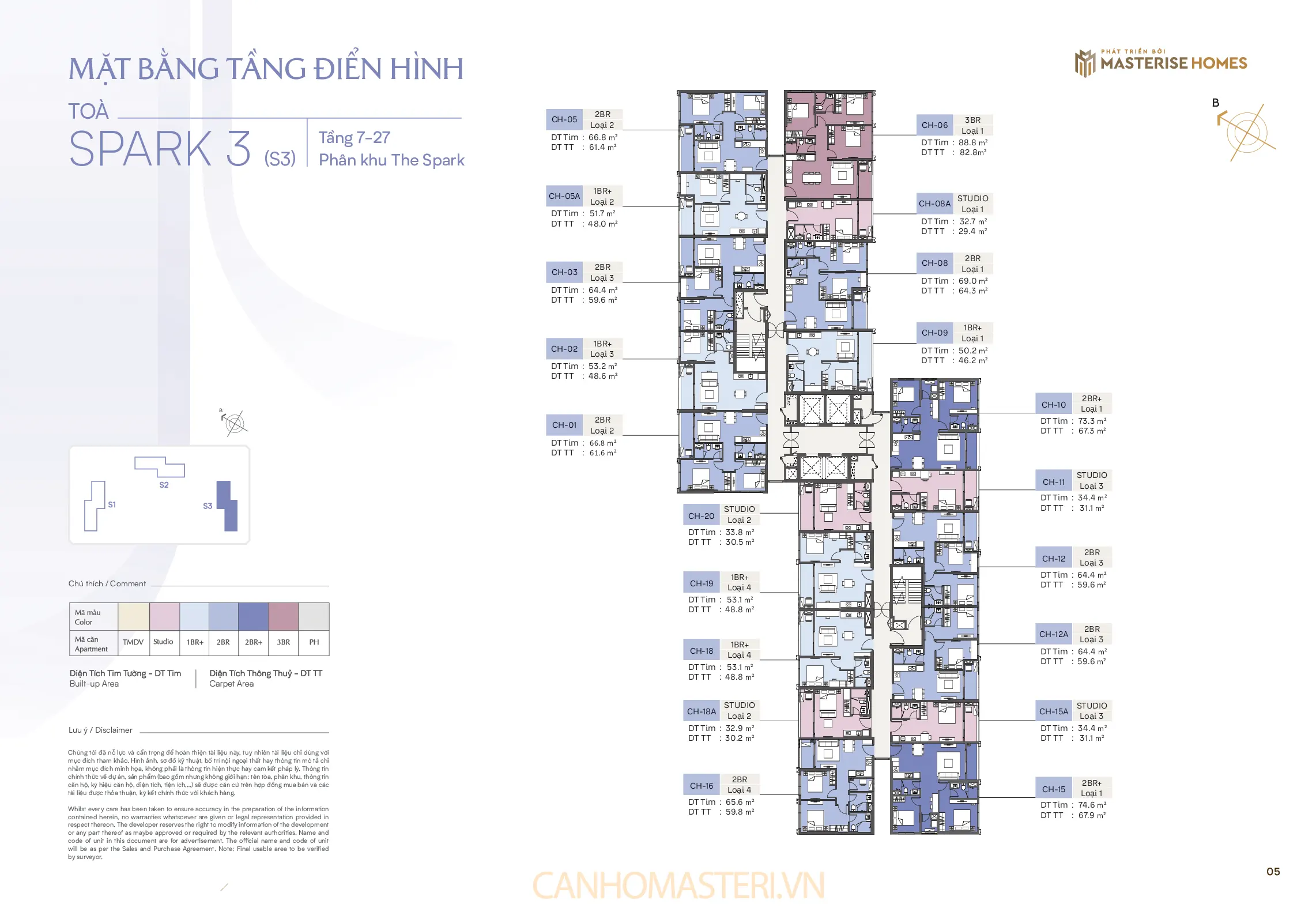 Tầng 7-27 Tòa Spark 3, Phân khu The Spark Masteri Era Landmark