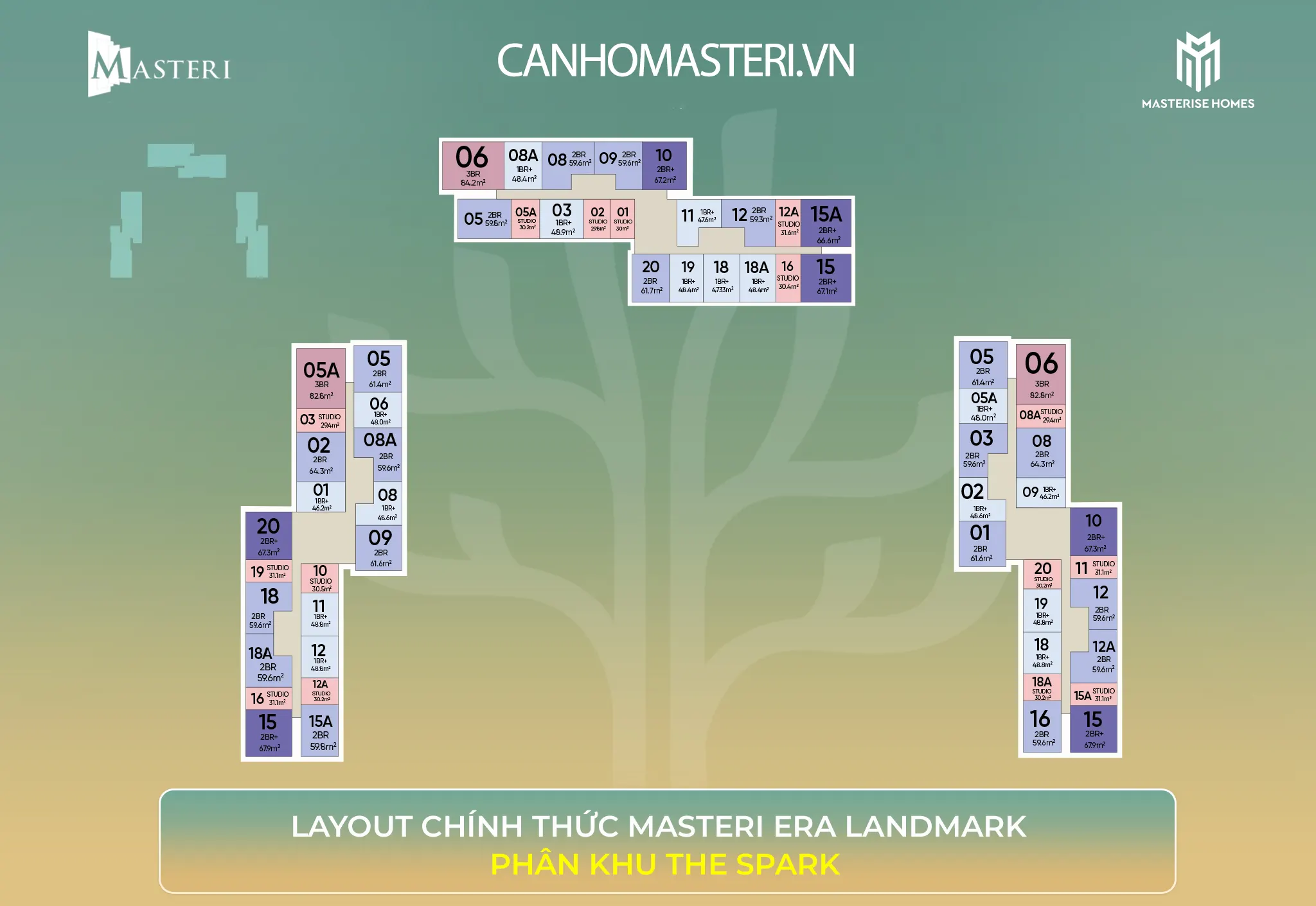 Vị trí các tòa trong Phân khu The Spark Masteri Era Landmark Vị trí các tòa trong Phân khu The Spark Masteri Era Landmark