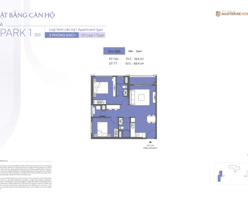 Mặt bằng căn hộ toà Spark 1 6