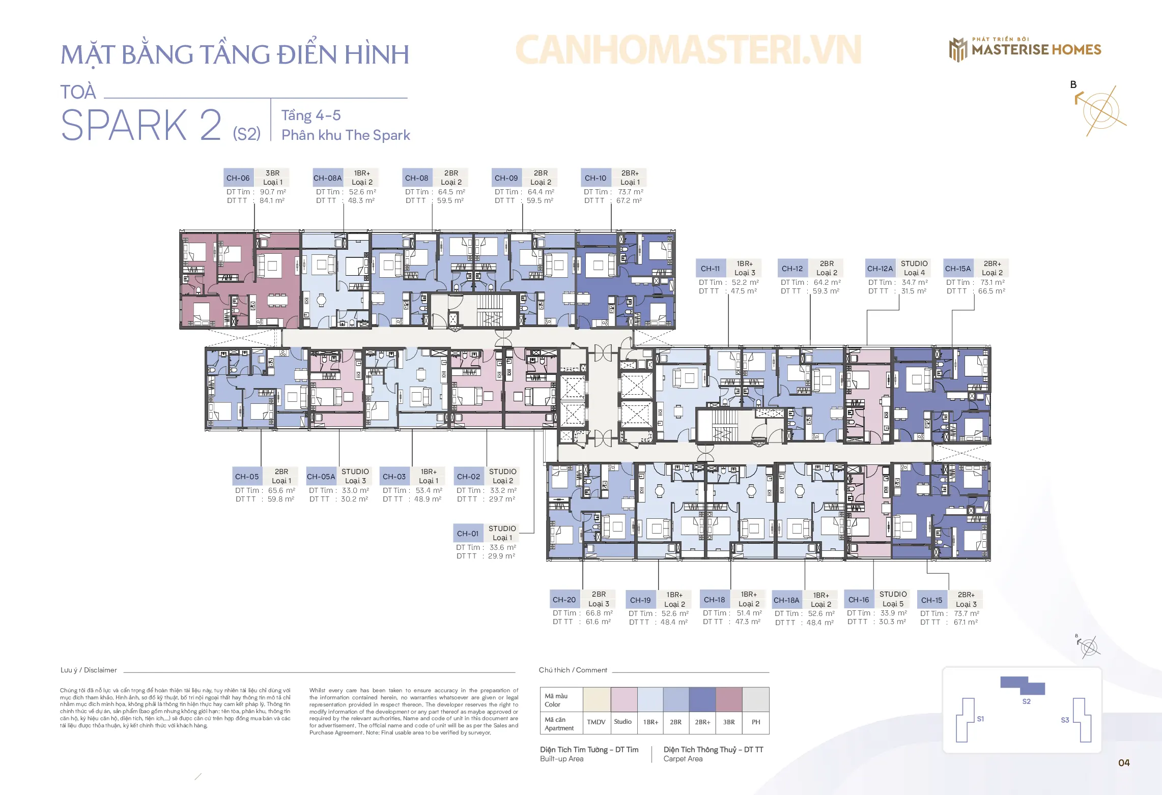 Mặt bằng tầng 4-5 Tòa Spark 2 Phân khu The Spark Masteri Era Landmark