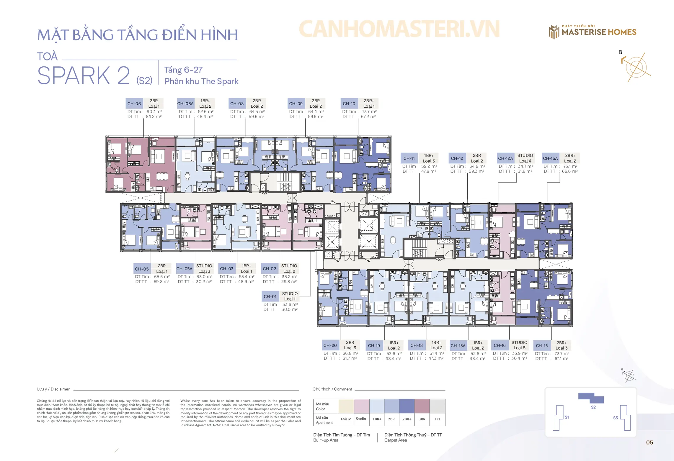 Mặt bằng tầng 6-27 Tòa Spark 2 Phân khu The Spark Masteri Era Landmark